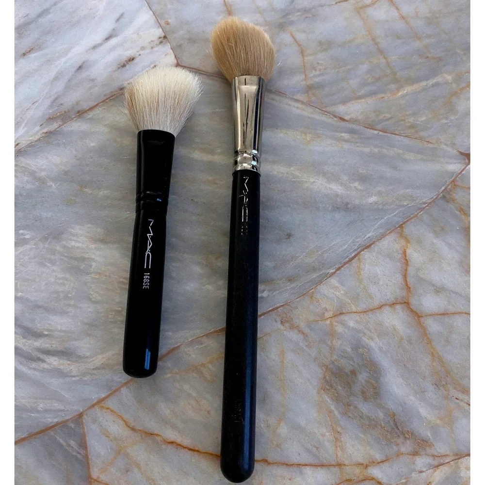 MAC 168 & 168SE Large Angled Contour Makeup Brush Set Black Silver Japan